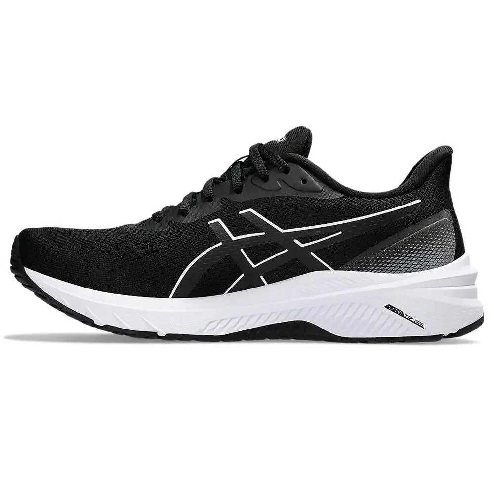 ASICS WOMENS GT-1000 12 RUNNING SHOES 5 BLACK WHITE